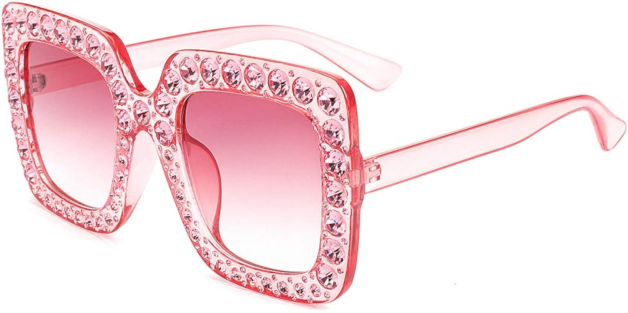 ROYAL GIRL Elton Square Rhinestone Sunglasses Oversized Diamond Bling Bling Glasses | Amazon (US)