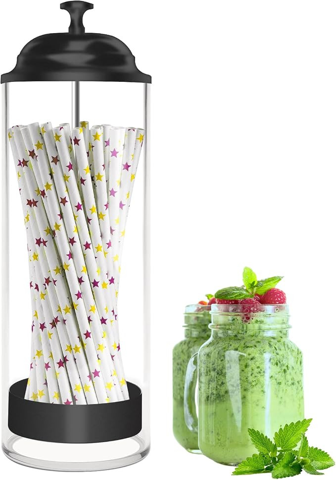 Straw Holder for Standard Size Drinking Straws, Acrylic Plastic Straw Dispenser for Counter with ... | Amazon (US)
