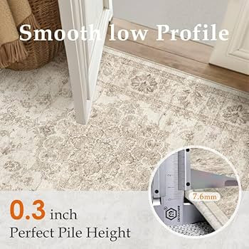 Amazon.com: PureCozy Washable Runner Rug 2x8 for Hallway Beige Neutral Vintage Long Carpet Soft L... | Amazon (US)