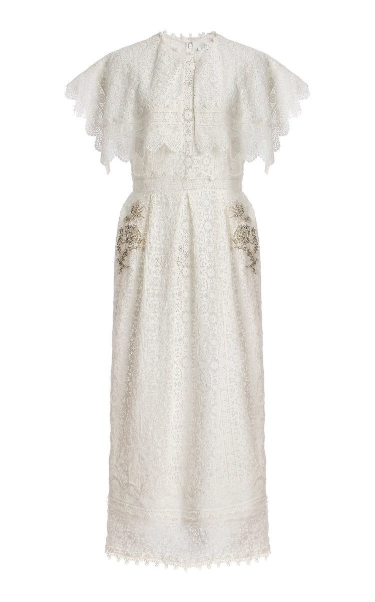 Embellished Lace Cotton Midi Cocktail Dress | Moda Operandi (Global)