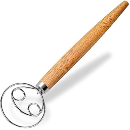 TEEVEA Danish Dough Whisk Stainless Steel Dough Whisk Dutch Style Bread Dough Hand Mixer Wooden H... | Amazon (US)