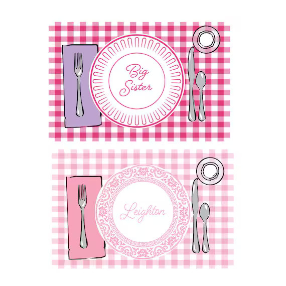 Big sister gift, Big sister placemat, Personalized placemat, Gingham placemat, Laminated placemat... | Etsy (US)