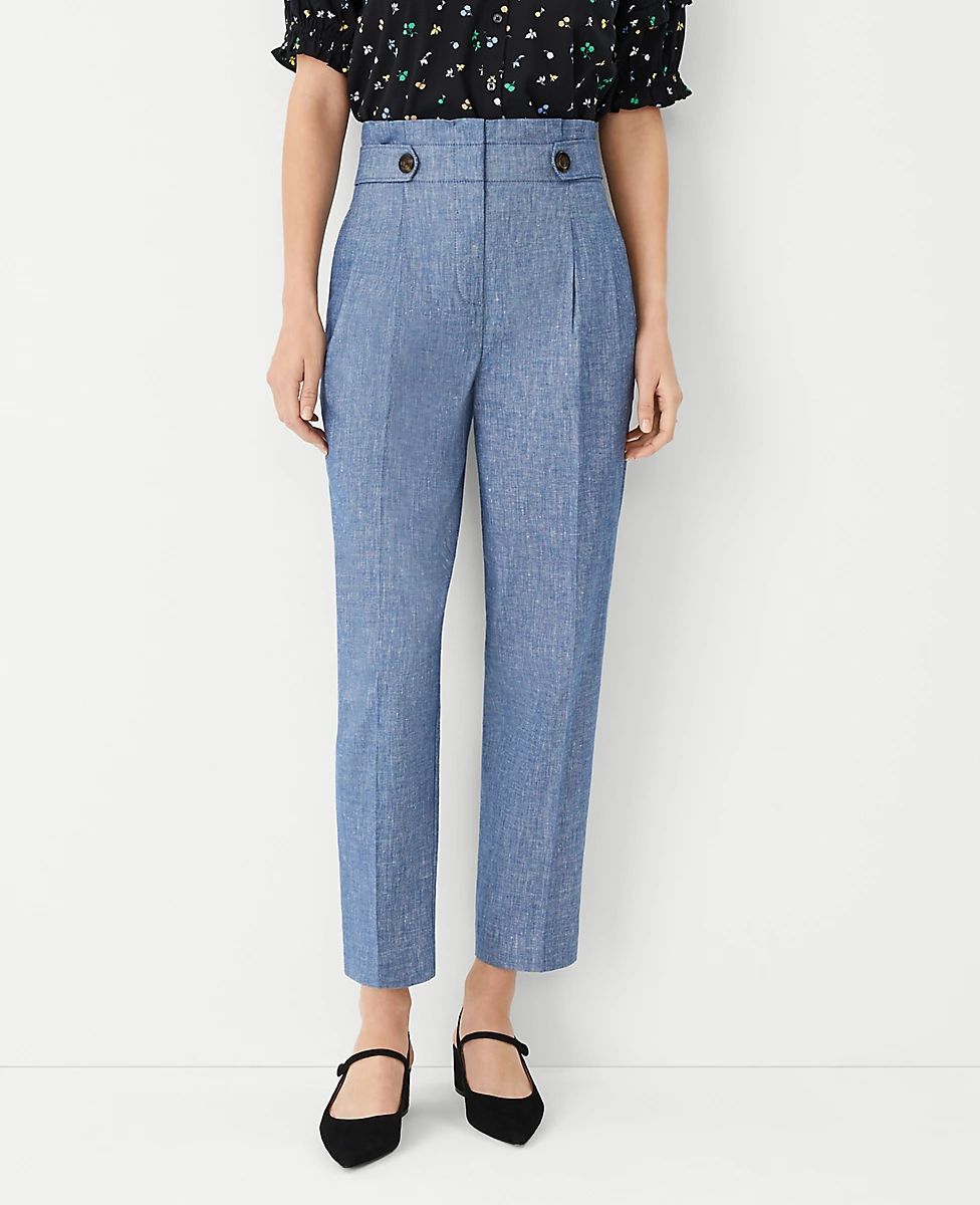 The Chambray Paperbag Ankle Pant | Ann Taylor (US)