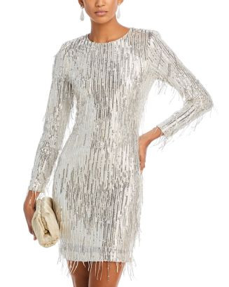 Sequin Fringe Long Sleeve Cocktail Dress | Bloomingdale's (US)