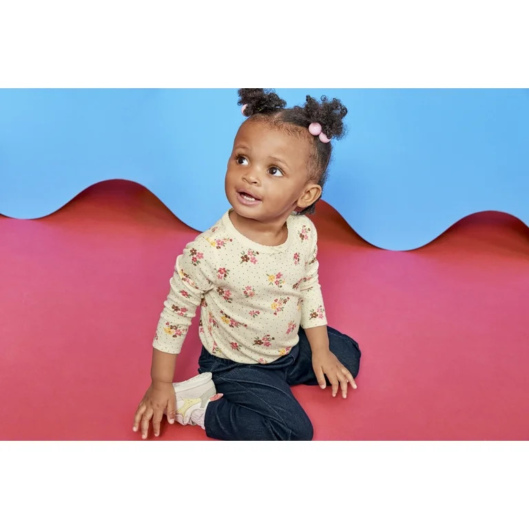 Garanimals Baby Girl Long Sleeve Scallop Neck Pointelle Bodysuit, Sizes 0-24 Months | Walmart (US)