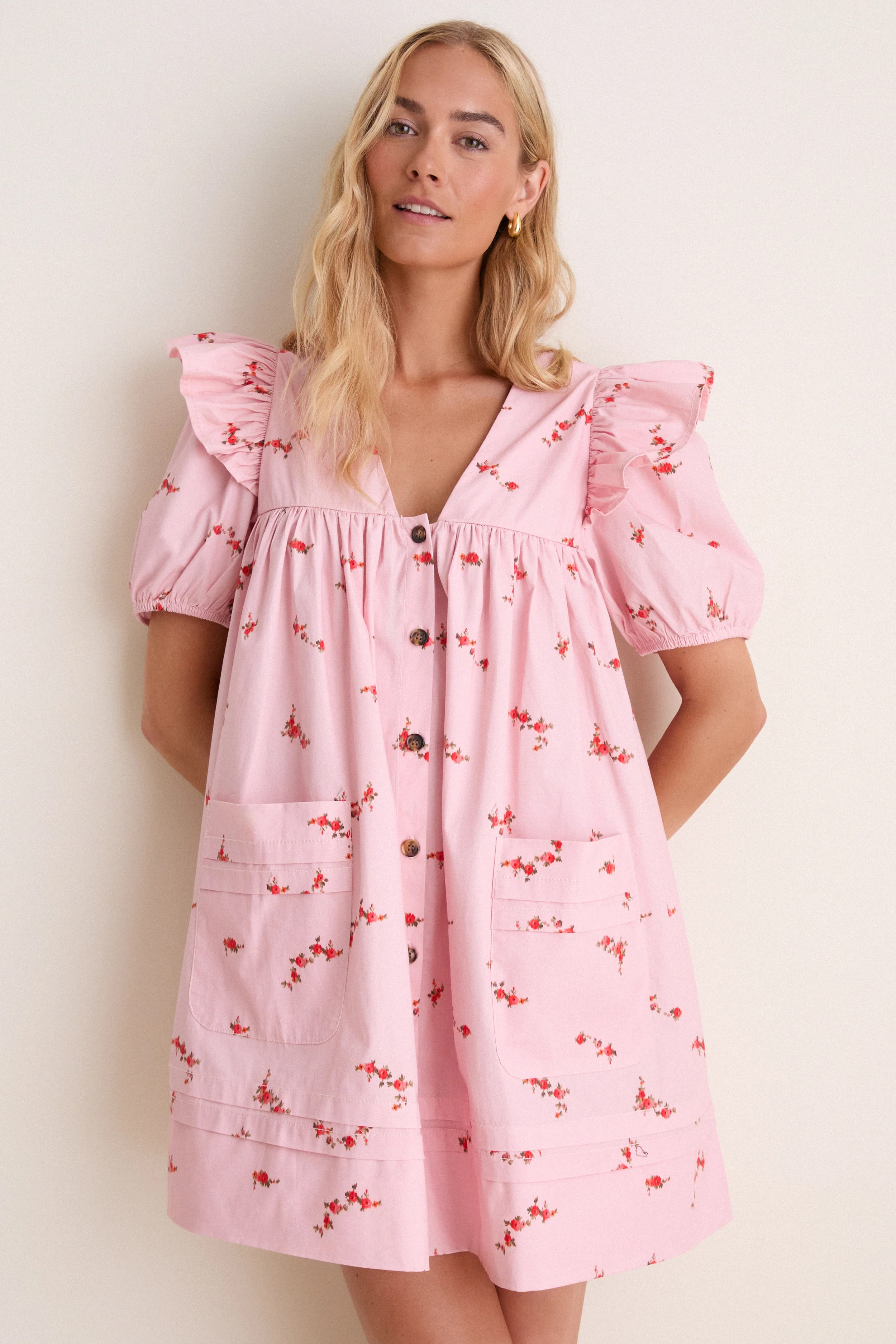 Silver Pink Printed Stretch Cotton Angel Mini Dress | Tuckernuck (US)