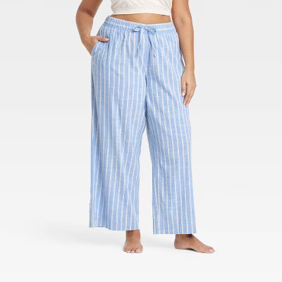 Women's Striped Cotton Blend Pajama Pants - Auden™ Blue 4X | Target