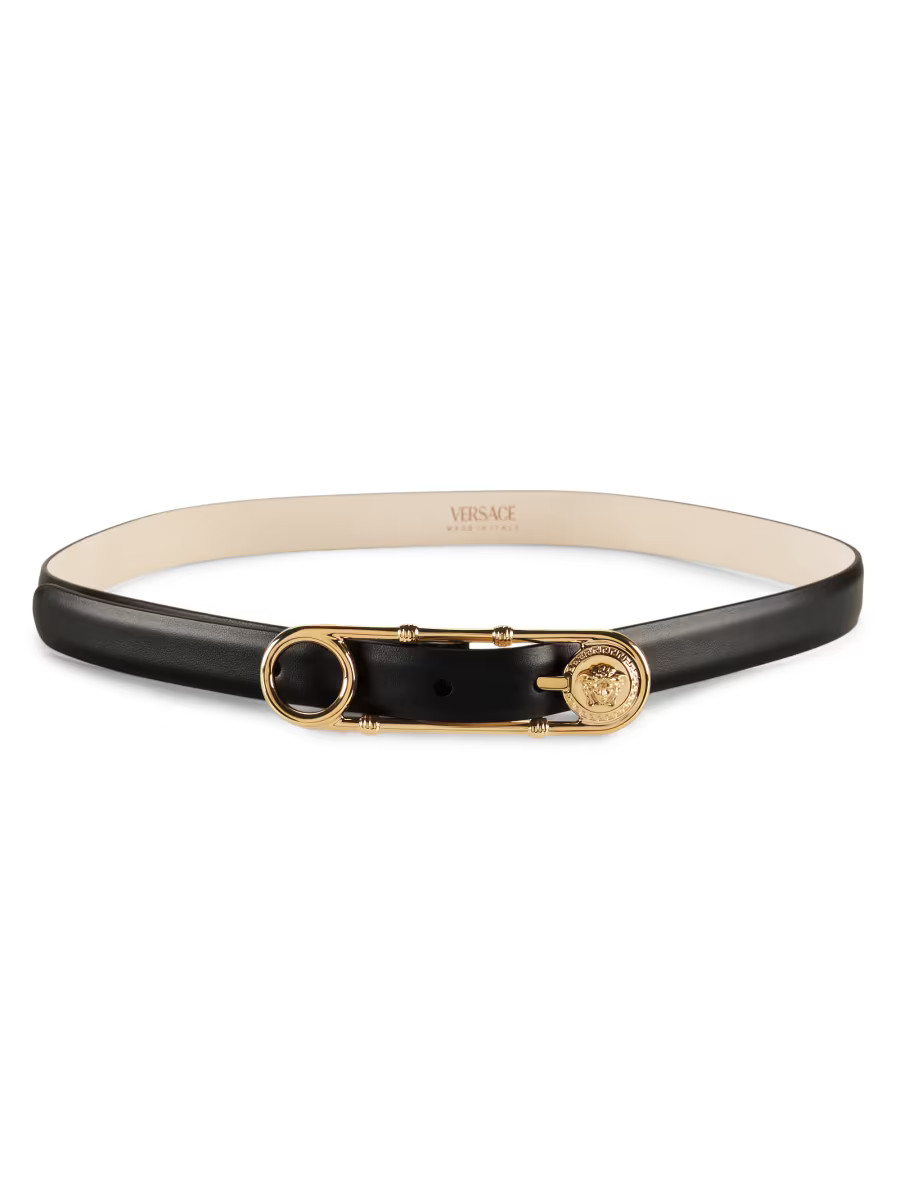 Versace Safety Pin Leather Belt | Saks Fifth Avenue | Saks Fifth Avenue