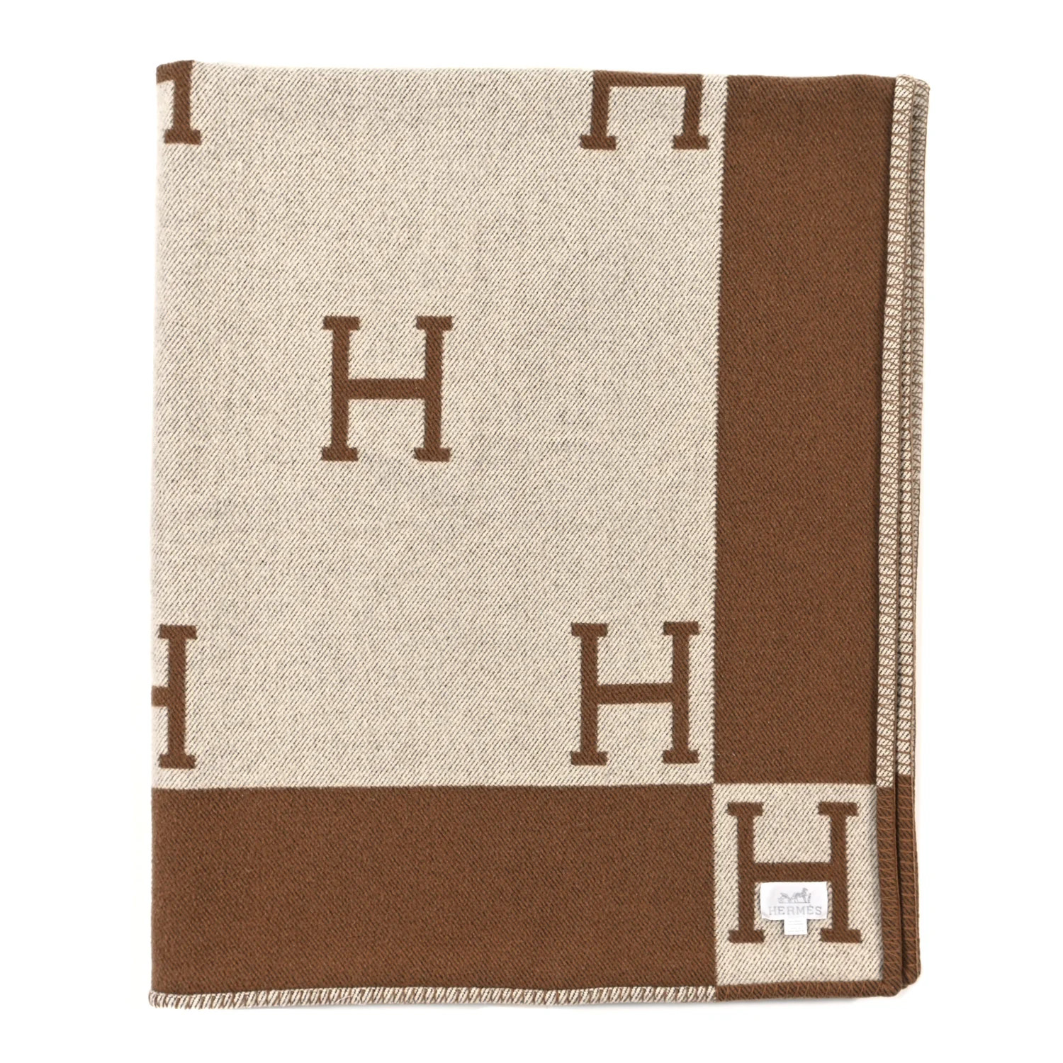 HERMES Wool Cashmere Avalon Blanket Ecru Camel | FASHIONPHILE (US)