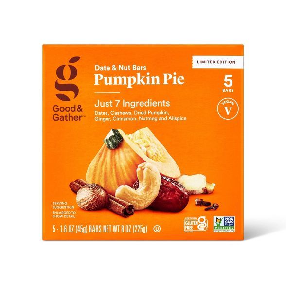 Pumpkin Pie Date and Nut Bar - 5ct - Good &#38; Gather&#8482; | Target