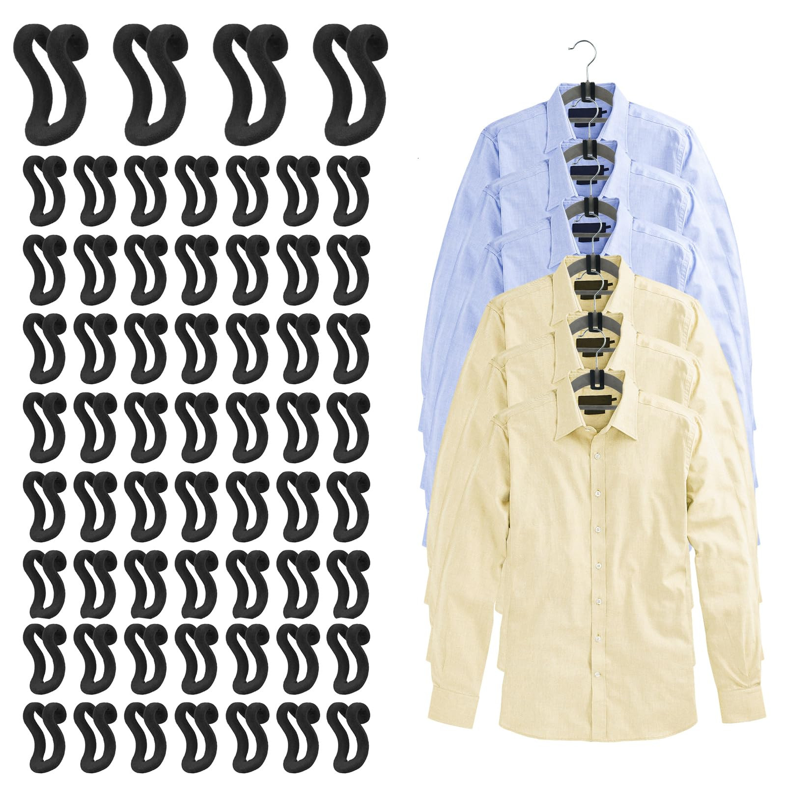 Clothes Hanger Connector Hooks, 60 Pcs Heavy Duty Velvet Clothes Hangers with Cascading Hook, Spa... | Amazon (US)