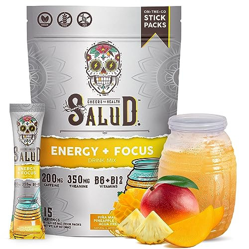 Salud 2-in-1 Energy Drink Powder + Focus, Pineapple Mango, Organic Caffeine, B6 + B12, Theanine, ... | Amazon (US)