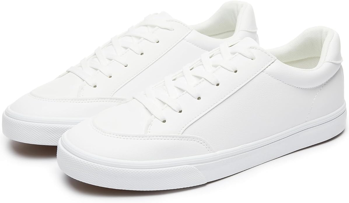 Mens White Sneakers Leather Simple Casual Shoes Fashion Sneakers for Men Classic Low Top Sneaker ... | Amazon (US)