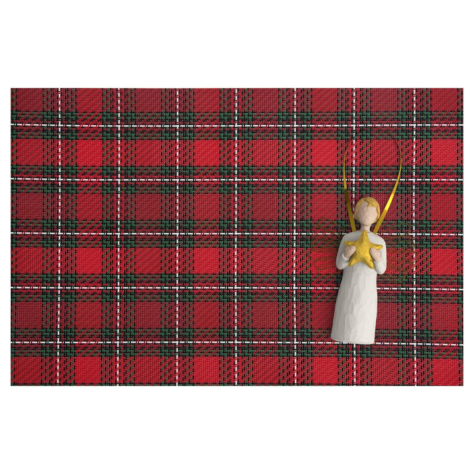 AHHFSMEI Christmas Placemats Set of 6 for Dining Table Washable Woven Vinyl Non-Slip Placemat Hea... | Amazon (US)