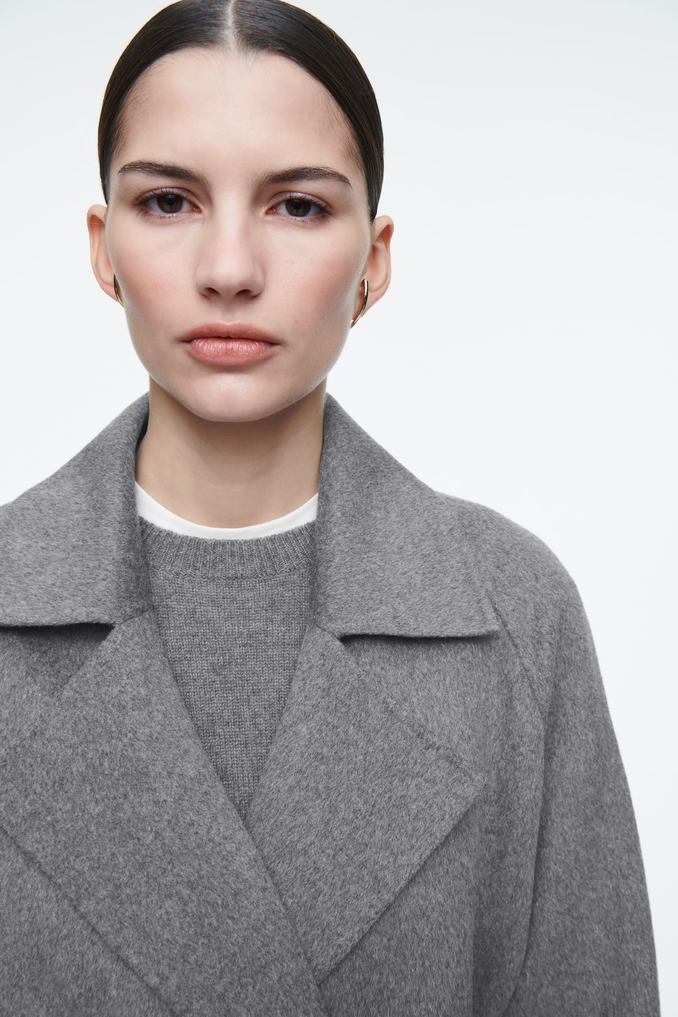 BELTED DOUBLE-FACED WOOL LONG COAT - GRAY | COS US | COS (US)