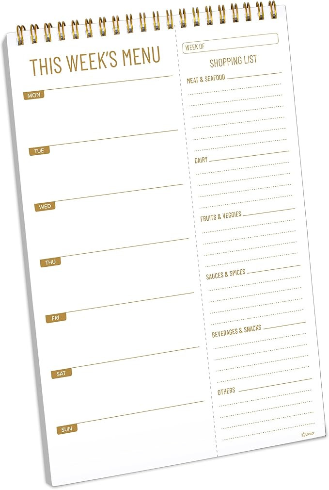 Decorably 52 Sheets Minimalist Undated Magnetic Weekly Meal Planner and Grocery List with 4 Stron... | Amazon (US)