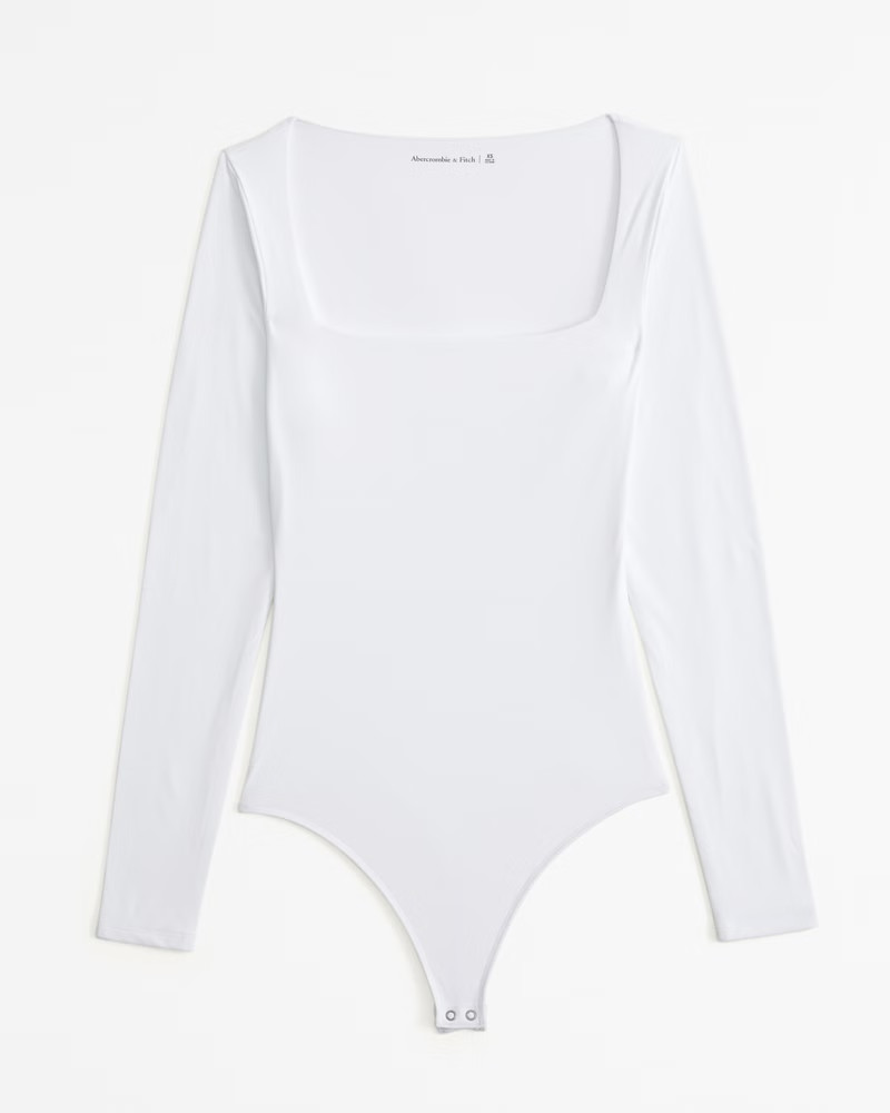 Soft Matte Seamless Long-Sleeve Squareneck Bodysuit | Abercrombie & Fitch (US)