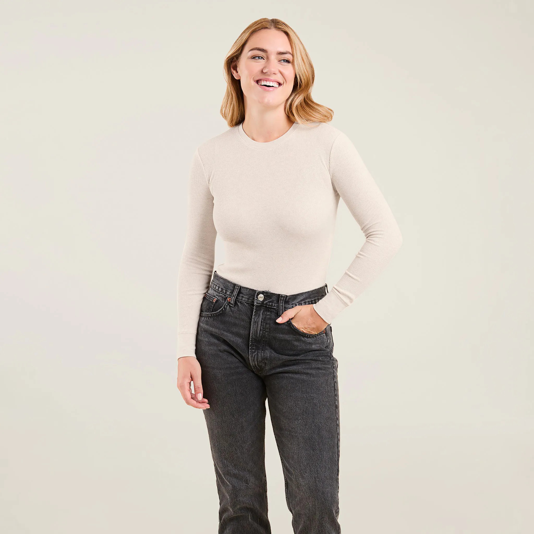 Waffle Bodysuit | Heather Bone - nuuds | nuuds