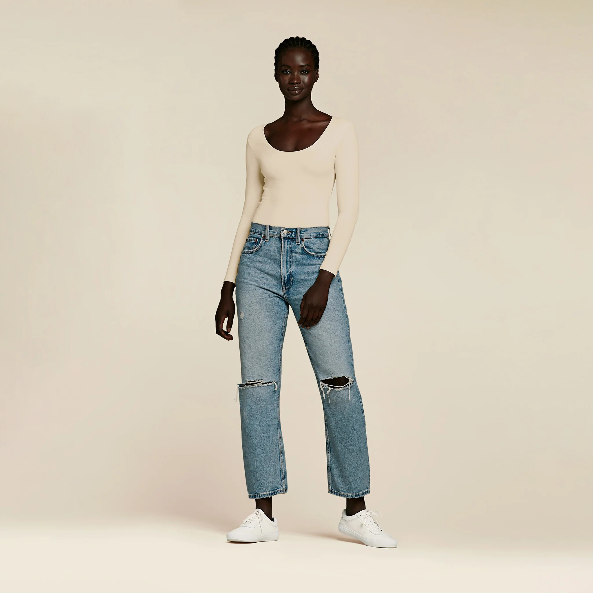 Women's Long Sleeve Scoop Neck Bodysuit | nuuds