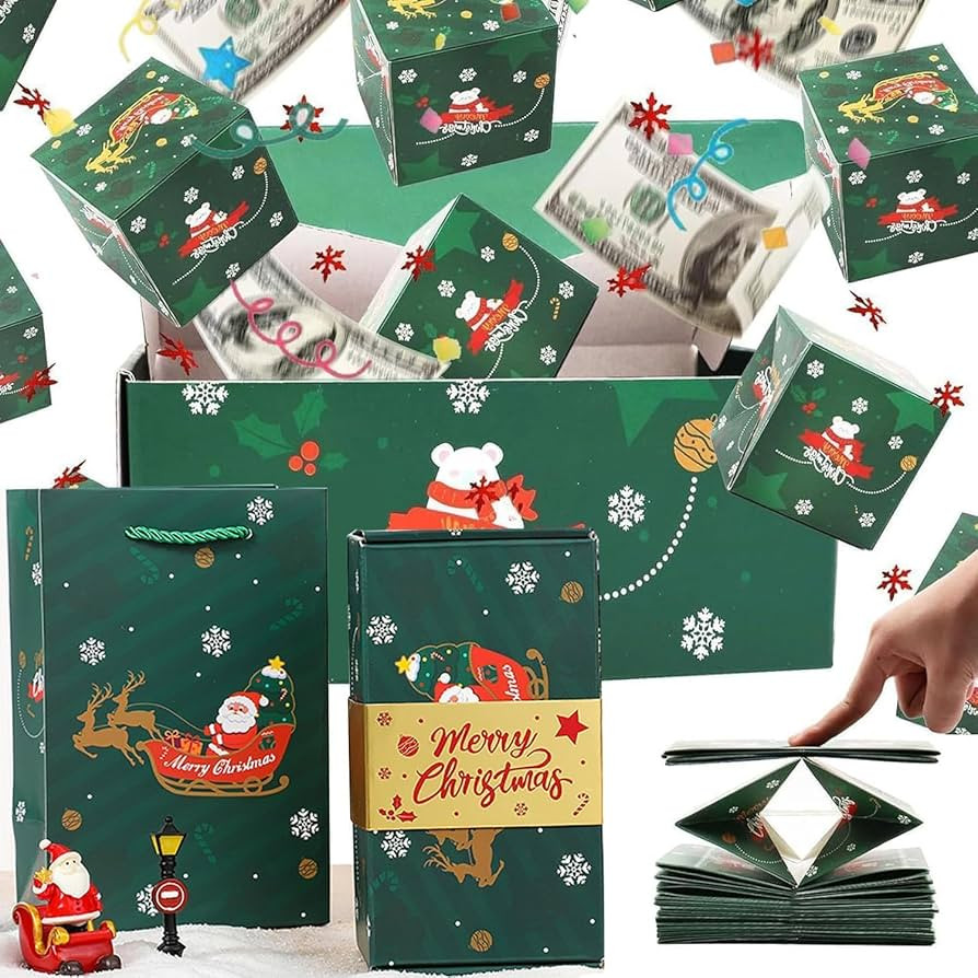 Surprise Gift Box - Merry Christmas Money Explosion Box, 2025 New Unique Folding Bouncing Red Env... | Amazon (US)
