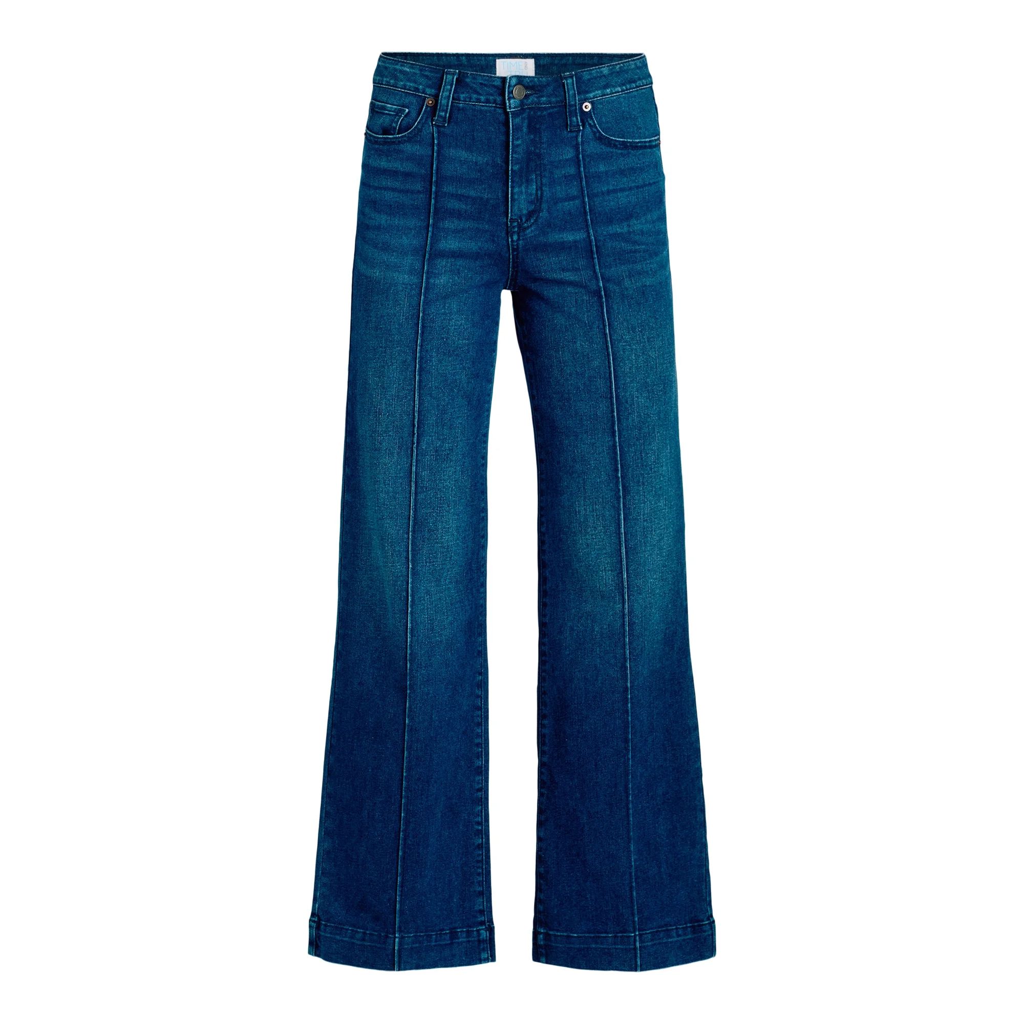 Time and Tru Women's High Rise Wide Leg Jean, 29", 31", 33" Inseams, sizes 2-20 | Walmart (US)