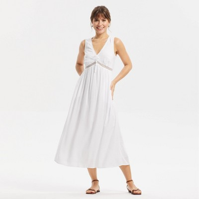 Women's Lace Trim Midi Dress - Universal Thread™ White XS | Target