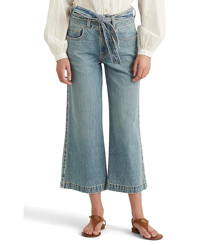 LAUREN Ralph Lauren Petite Cropped Wide-Leg Jeans in Riviera Wash | Zappos
