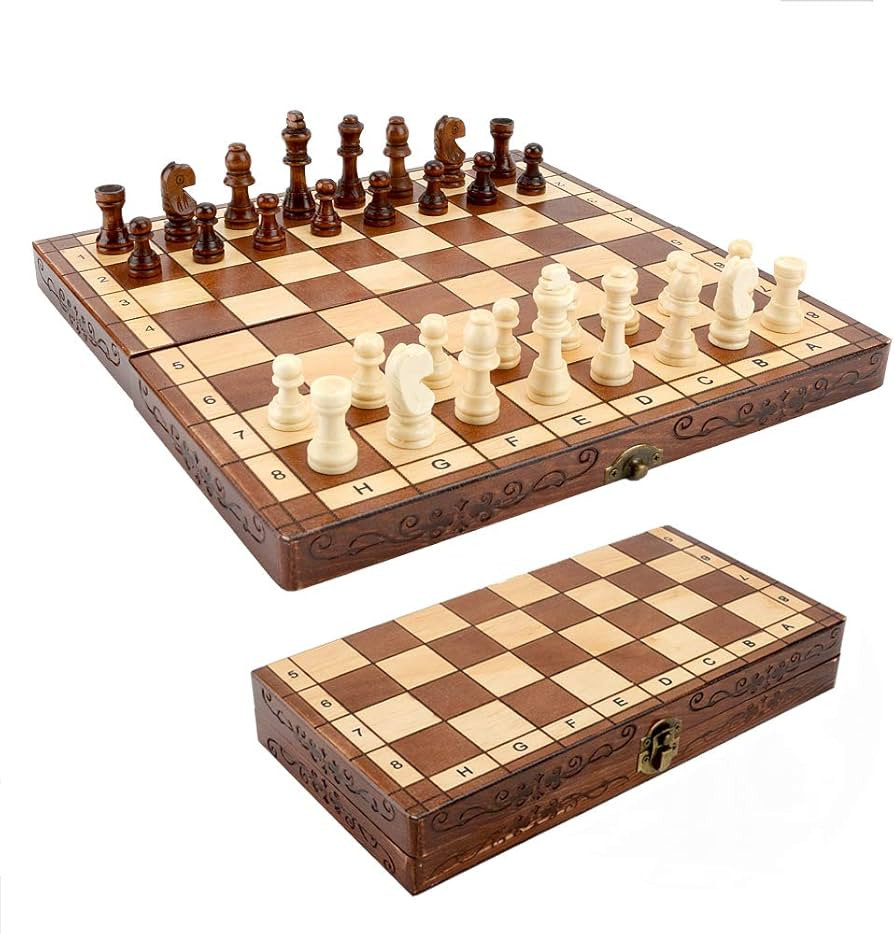 Syrace Folding Hand Crafted Wooden Chess Set Chess Board 30 x 30CM | Amazon (CA)