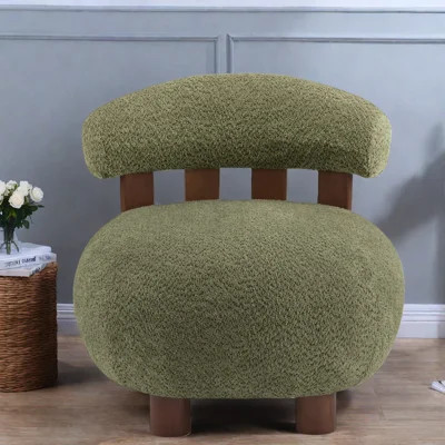 Modern Accent Chairs, Olive Boucle Wood Lounge Chair For Home | Wayfair North America