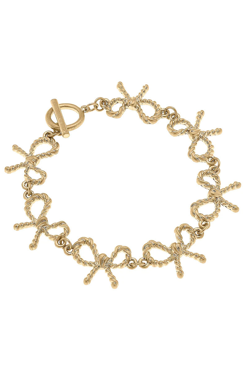 Kenny Bow T-Bar Bracelet in Worn Gold | CANVAS