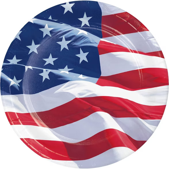 24ct Waving Flag Fourth of July Paper Plates | Target
