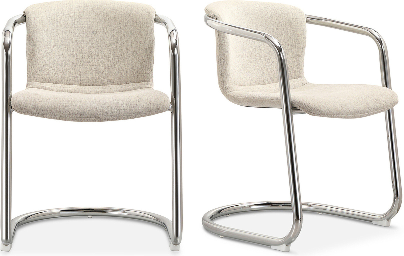 Freeman Chrome Frame Dining Chair Set of 2 In Blended Cream | 1stopbedrooms
