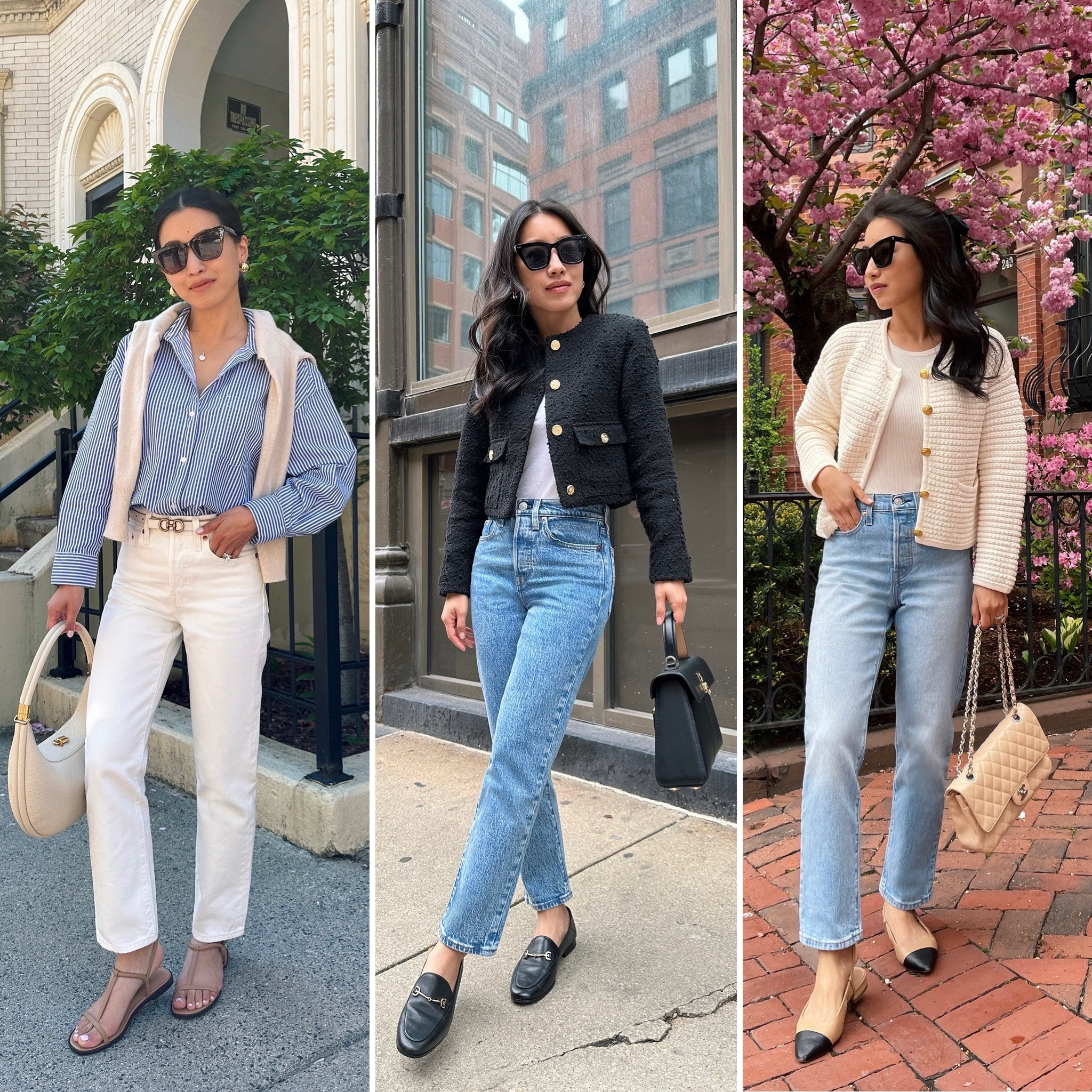 Spring outfits with jeans. For Levi’s buy more save more sale I’d also recommend the light wash ribcage jeans linked below!

Outfit 1: wedgie straight, “in the clouds” off white wash, I’m 5 feet tall wearing size 24 x 26 length in all 3 pairs. 

Outfit 2: Levi jeans “space to think” medium wash 

Outfit 3: Levi jeans “fully baked” light wash 24 x 27

See other recent LtKs for the other outfit details + item links. // Easy classic outfit ideas 

#LTKworkwear #LTKstyletip #LTKfindsunder100