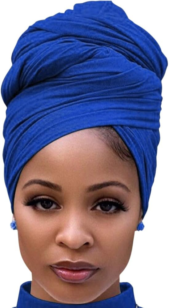 Harewom Head Wraps for Black Women Stretch Head Scarf Long African Hair Wraps Turban Headwraps Je... | Amazon (US)