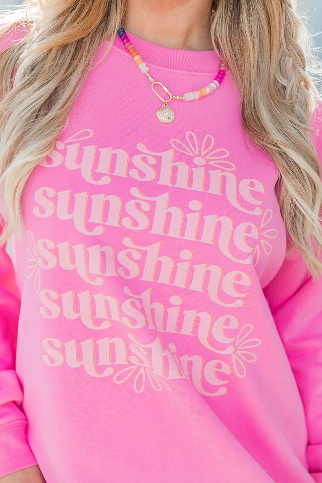 Sunshine Repeat Pink Oversized Graphic Sweatshirt SALE | Pink Lily