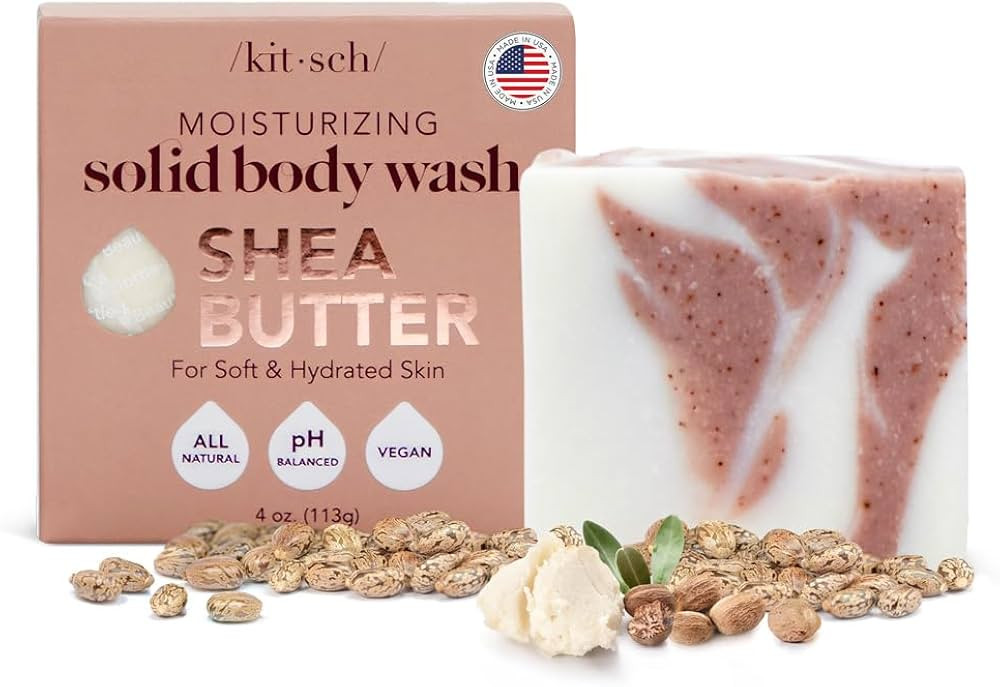 Kitsch Shea Butter Exfoliating Bar Soap for Women | Made in US | Hydrating & Moisturizing Shea Bu... | Amazon (US)