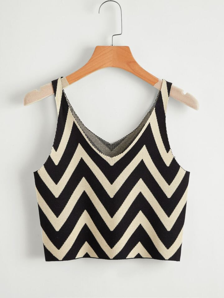 SHEIN EZwear Chevron Pattern Knit Top | SHEIN