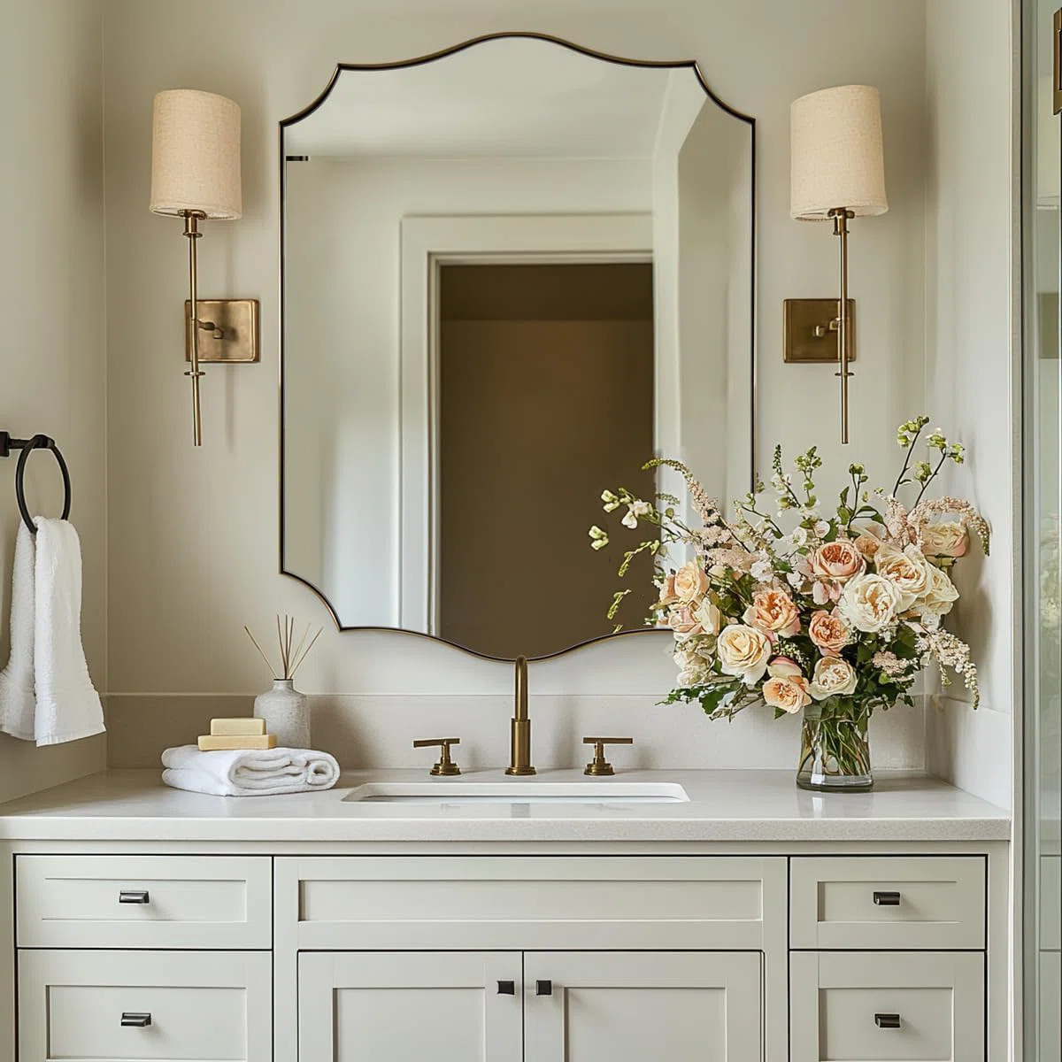 Anayalee Traditional Scalloped Rectangle Bathroom Vanity Mirror | Stainless Steel Frame | Wayfair North America