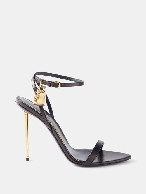 Tom Ford - Padlock Leather Stiletto Sandals - Womens - Black | Matches (US)