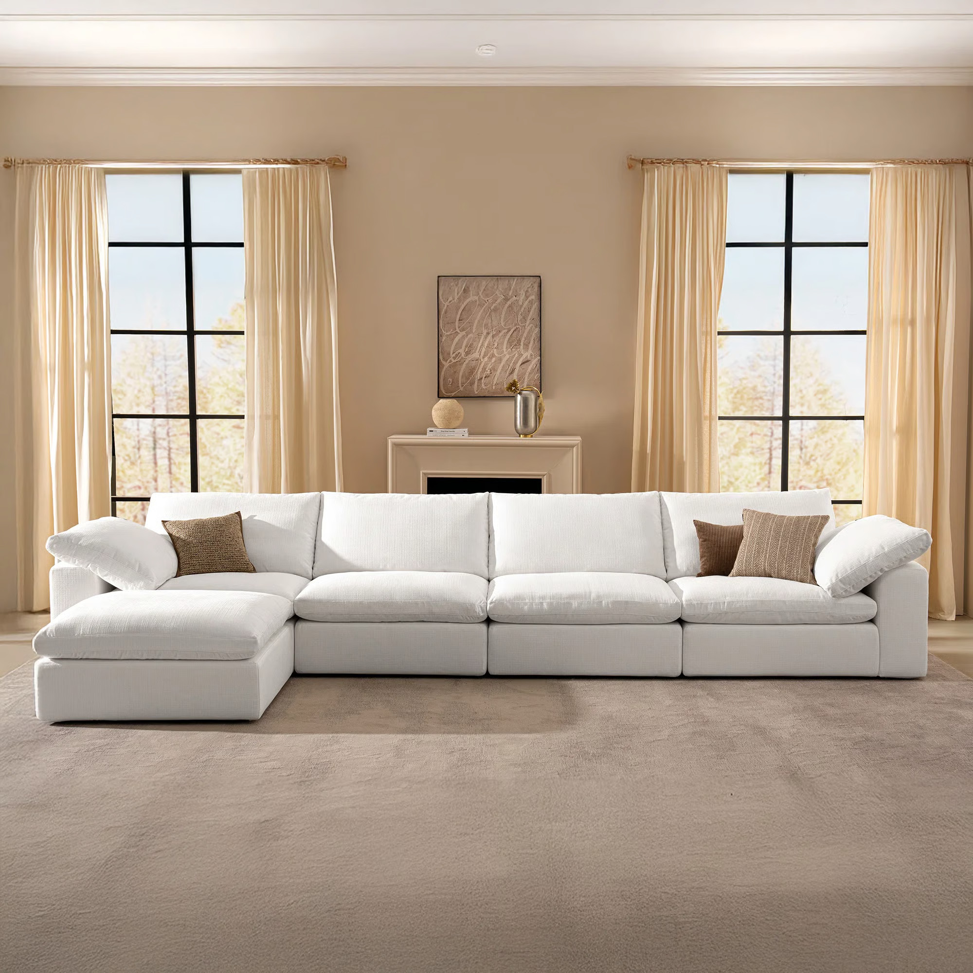 141.7"  Cloud Couch Sectional Sofa,Oversized Wide&Deep Seat Sofas For Living Room , 4 Seater With... | Wayfair North America