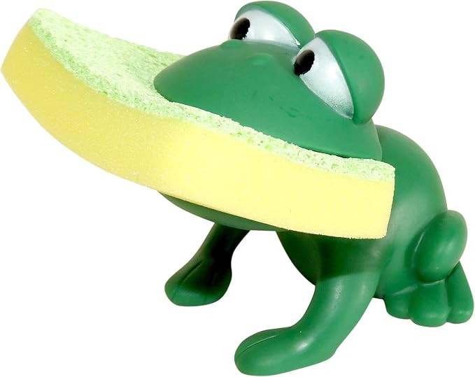 Animal Shape Novelty Kitchen Sponge Holder and Sponge Choice of Frog or Duck (Green Frog) | Amazon (US)