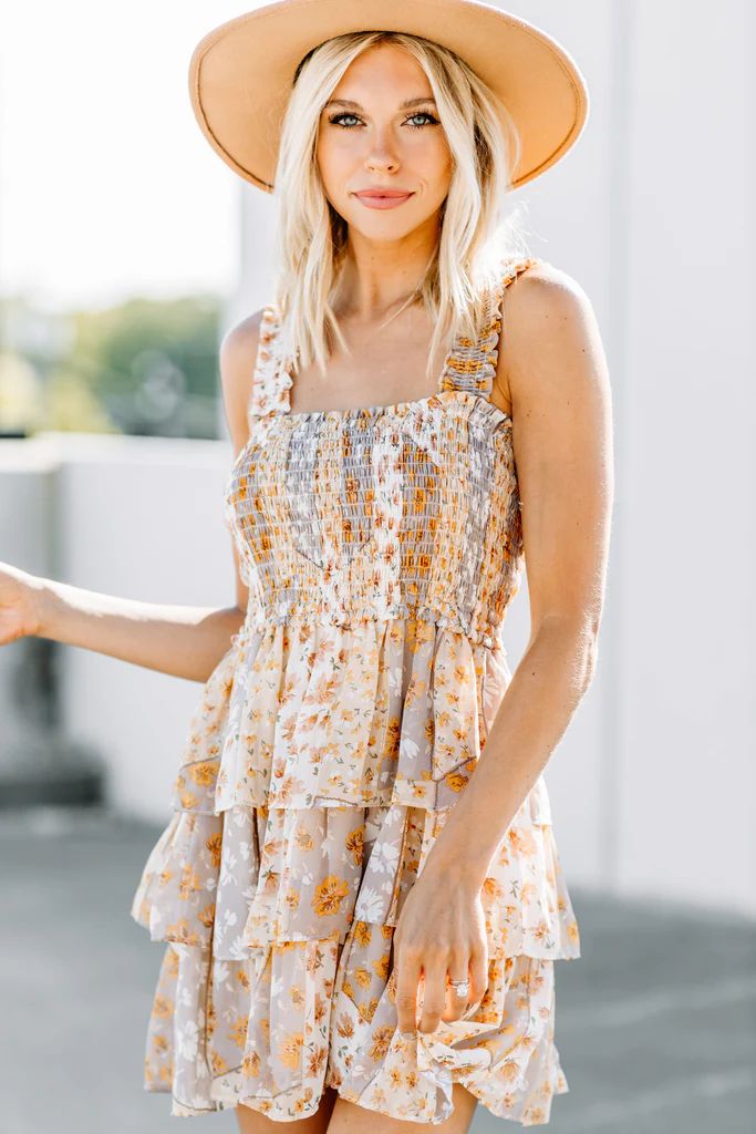 All The Attention Mocha Brown Floral Dress | The Mint Julep Boutique