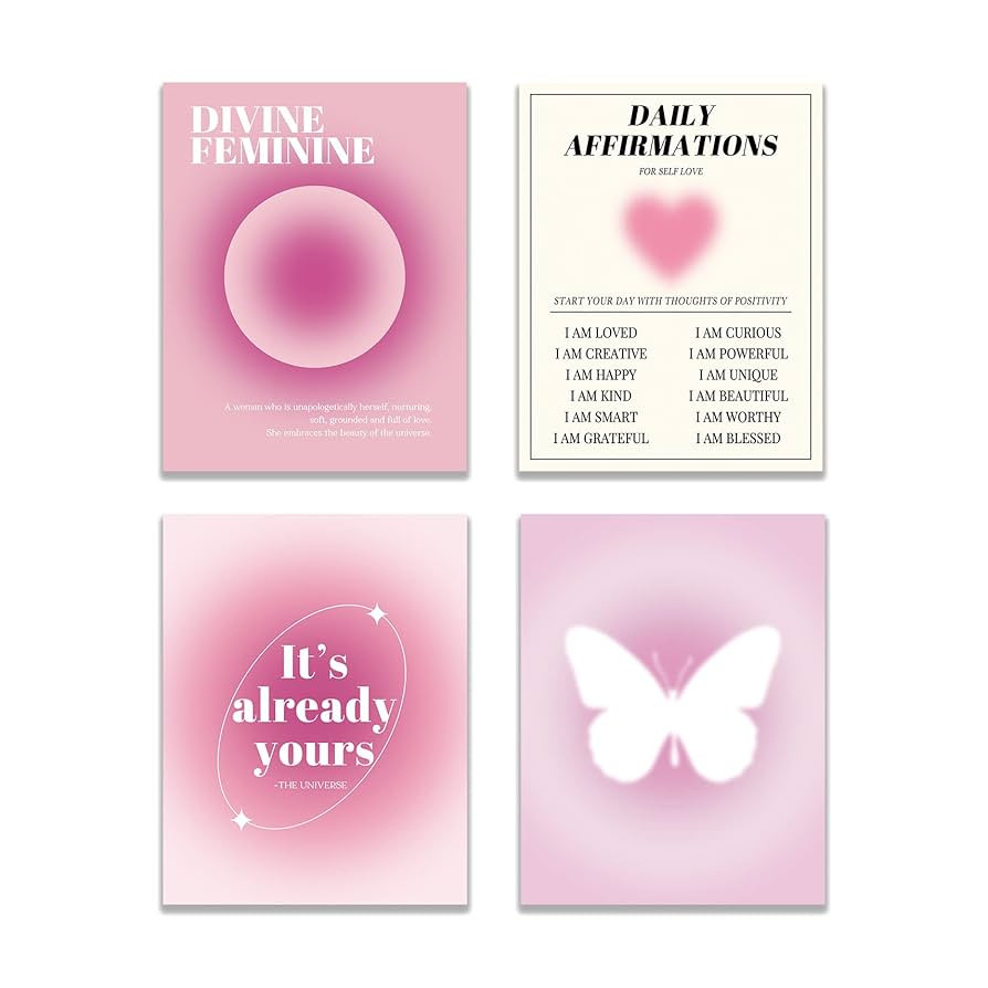KEUSPI Y2K Pink Room Decor Affirmation Wall Decor Girly Room Decor Aesthetic Pictures Poster art ... | Amazon (US)