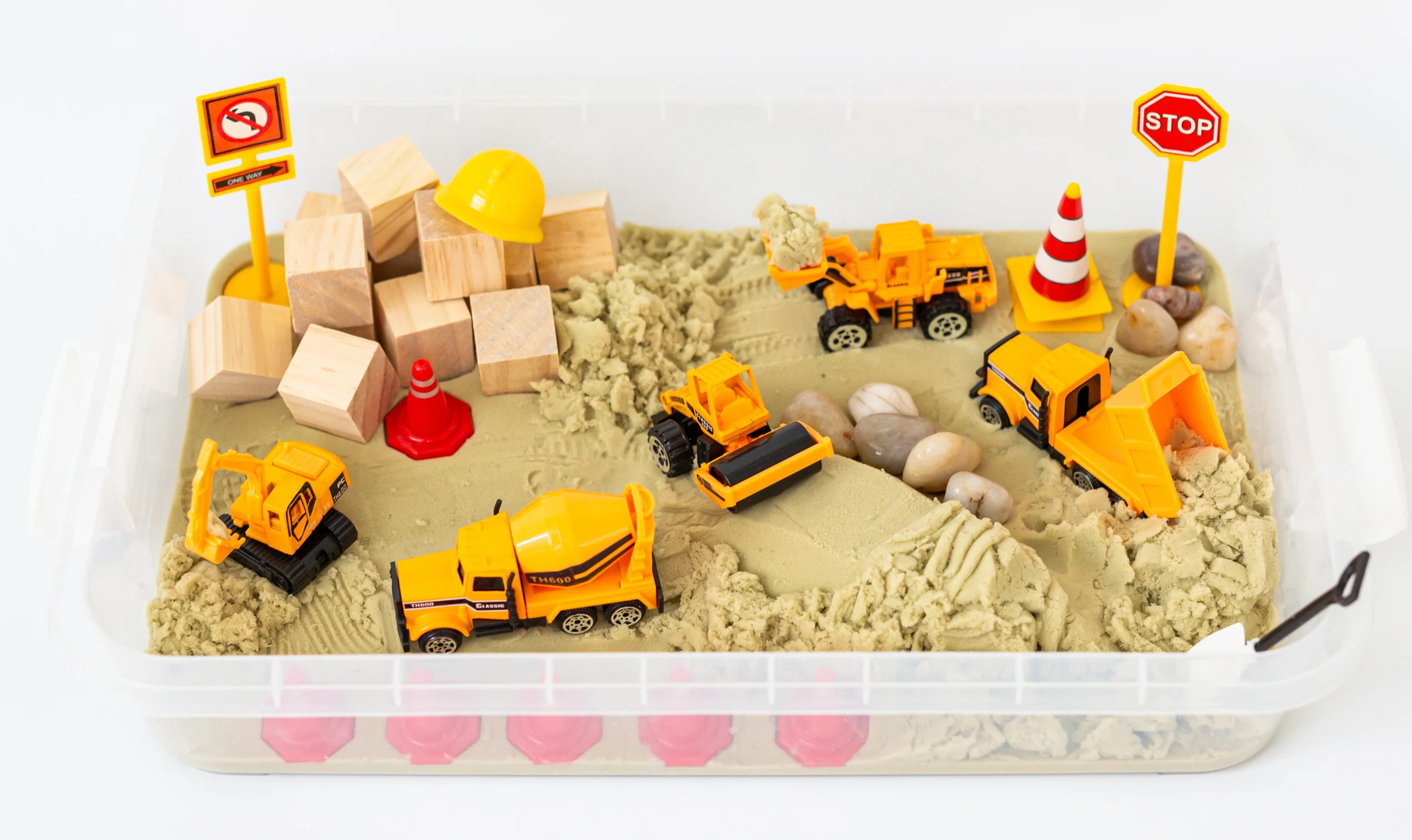 Construction Site Sensory Bin | Mama of Joy Sensory Play