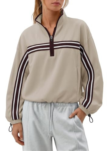 ReachMe Fleece Quarter Zip Pullover Women Fall Oversized Sweatshirt | Amazon (US)