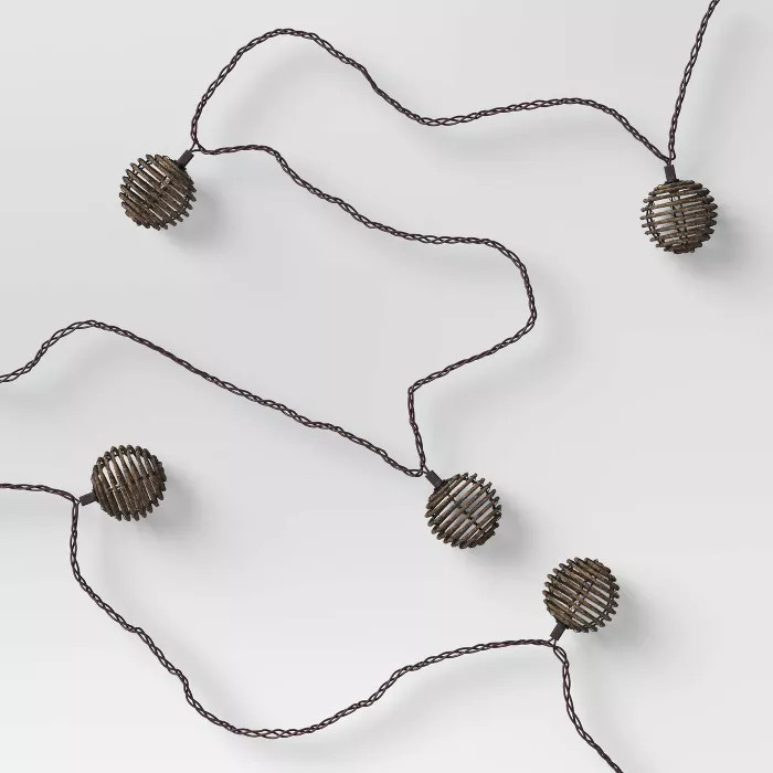 10ct Incandescent Faux Wicker Globe String Lights Brown - Threshold™ | Target
