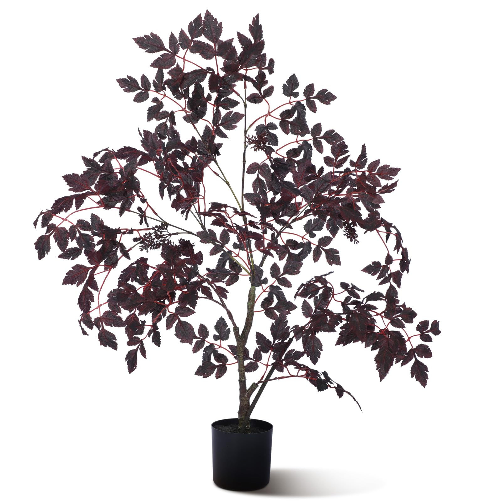 3ft Fall Artificial Cimicifuga Plant Autumn Faux Plum Leaf Plants in Pot Faux Plum Cimicifuga Ste... | Amazon (US)