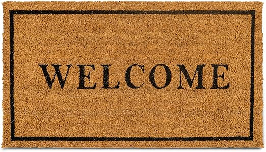 PLUS Haven Coco Coir Door Mat with Heavy Duty Backing, Welcome Doormat, 17.5" x 30" Size, Easy to... | Amazon (US)