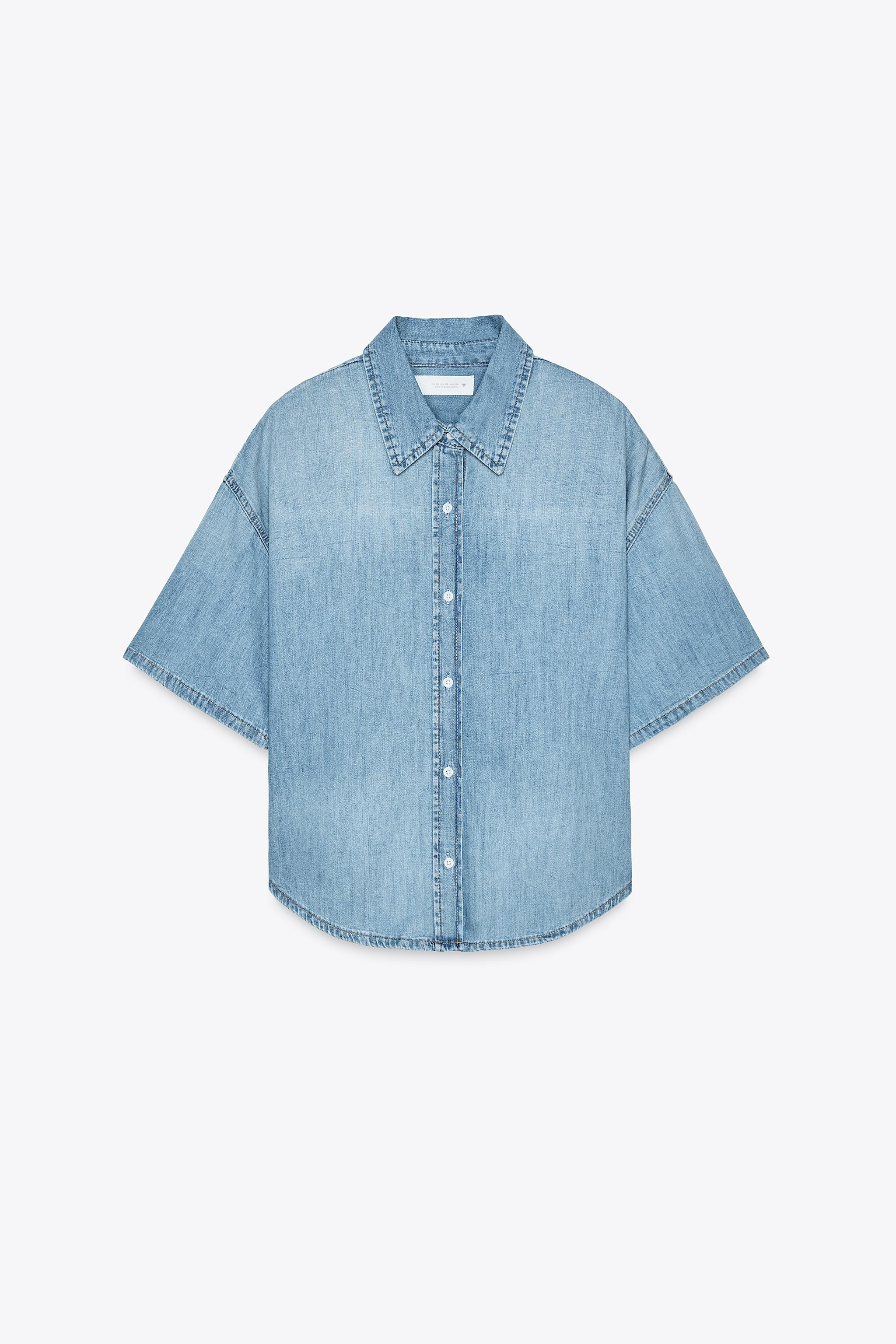 TRF CROP DENIM SHIRT | Zara US