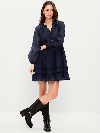 Long-Sleeve Swing Mini Dress | Old Navy (US)